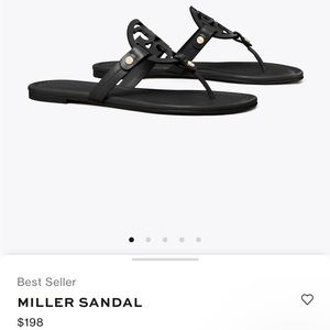 Tory Burch Miller Sandal in Black Size 7
